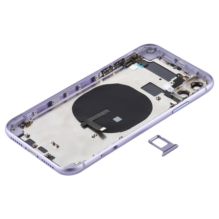 Battery Back Cover (with Side Keys & Card Tray & Power + Volume Flex Cable & Wireless Charging Module) for iPhone 11(Purple) - Back Cover by PMC TechLife | Online Shopping South Africa | PMC TechLife | Buy Now Pay Later Mobicred