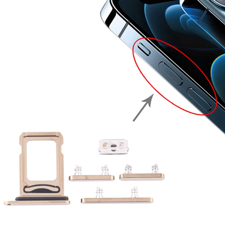 SIM Card Tray + SIM Card Tray + Side Keys for iPhone 12 Pro(Gold) - Metal Parts by PMC TechLife | Online Shopping South Africa | PMC TechLife