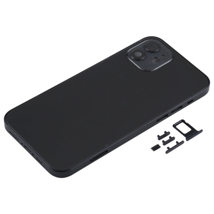 Back Housing Cover with SIM Card Tray & Side  Keys & Camera Lens for iPhone 12(Black) - Back Cover by PMC TechLife | Online Shopping South Africa | PMC TechLife