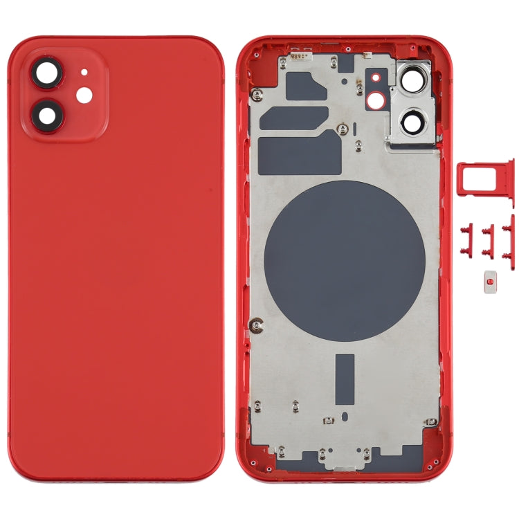 Back Housing Cover with SIM Card Tray & Side  Keys & Camera Lens for iPhone 12(Red) - Back Cover by PMC TechLife | Online Shopping South Africa | PMC TechLife