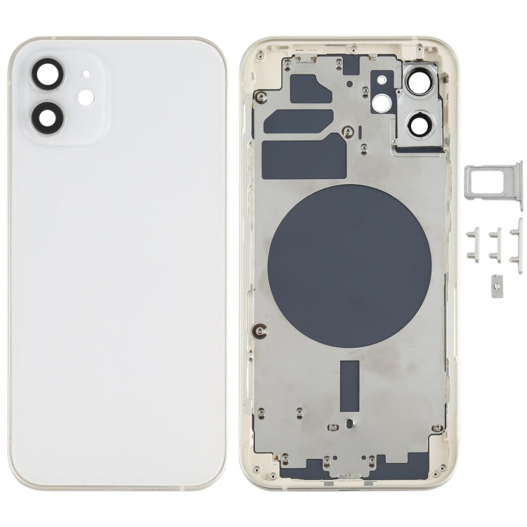 Back Housing Cover with SIM Card Tray & Side  Keys & Camera Lens for iPhone 12(White) - Back Cover by PMC TechLife | Online Shopping South Africa | PMC TechLife