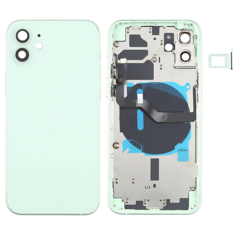 Battery Back Cover (with Side Keys & Card Tray & Power + Volume Flex Cable & Wireless Charging Module) for iPhone 12(Green) - Back Cover by PMC TechLife | Online Shopping South Africa | PMC TechLife