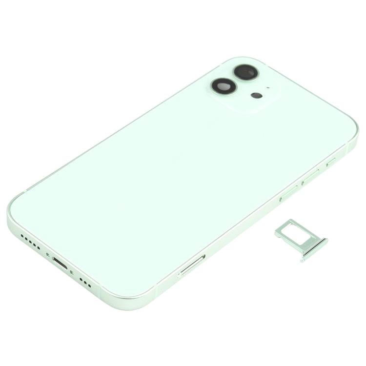 Battery Back Cover Assembly (with Side Keys & Speaker Ringer Buzzer & Motor & Camera Lens & Card Tray & Power Button + Volume Button + Charging Port & Wireless Charging Module) for iPhone 12(Green) - Back Cover by PMC TechLife | Online Shopping South Africa | PMC TechLife