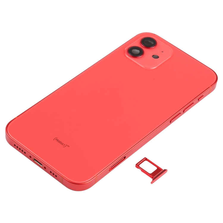 Battery Back Cover Assembly (with Side Keys & Speaker Ringer Buzzer & Motor & Camera Lens & Card Tray & Power Button + Volume Button + Charging Port & Wireless Charging Module) for iPhone 12(Red) - Back Cover by PMC TechLife | Online Shopping South Africa | PMC TechLife