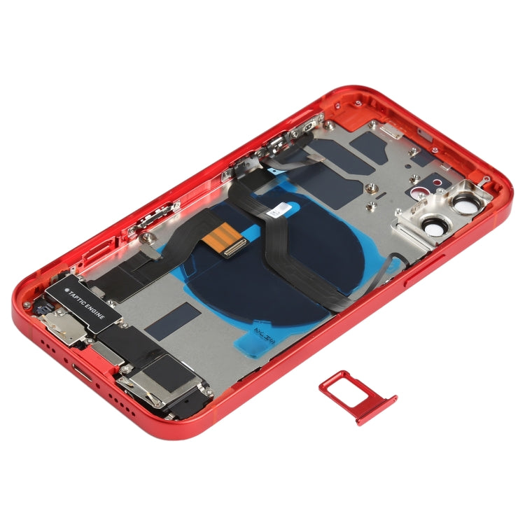 Battery Back Cover Assembly (with Side Keys & Speaker Ringer Buzzer & Motor & Camera Lens & Card Tray & Power Button + Volume Button + Charging Port & Wireless Charging Module) for iPhone 12(Red) - Back Cover by PMC TechLife | Online Shopping South Africa | PMC TechLife