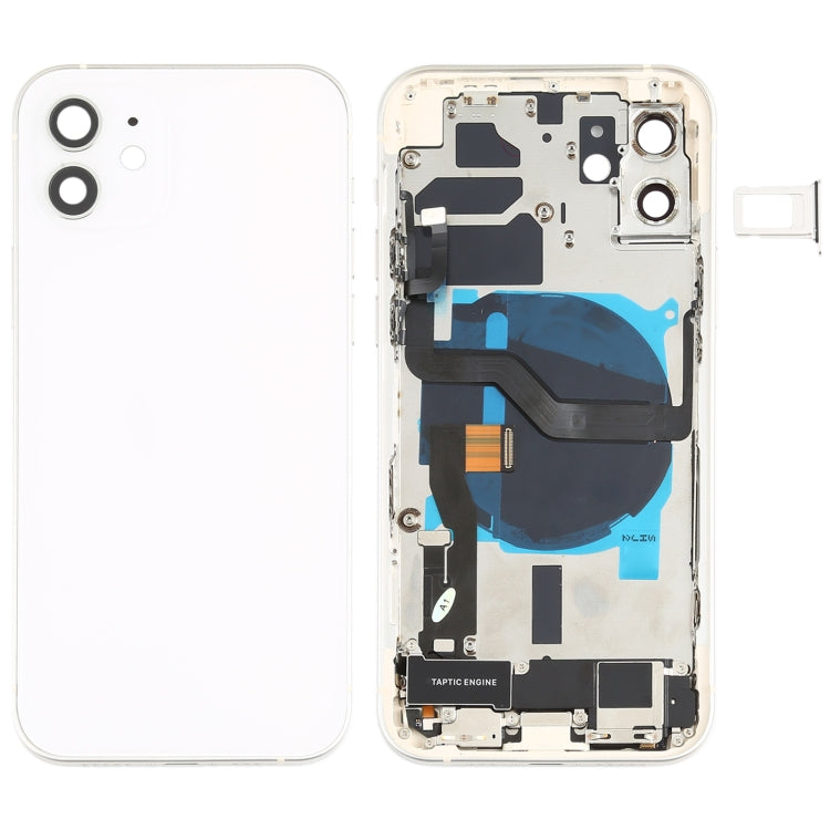Battery Back Cover Assembly (with Side Keys & Speaker Ringer Buzzer & Motor & Camera Lens & Card Tray & Power Button + Volume Button + Charging Port & Wireless Charging Module) for iPhone 12(White) - Back Cover by PMC TechLife | Online Shopping South Africa | PMC TechLife | Buy Now Pay Later Mobicred