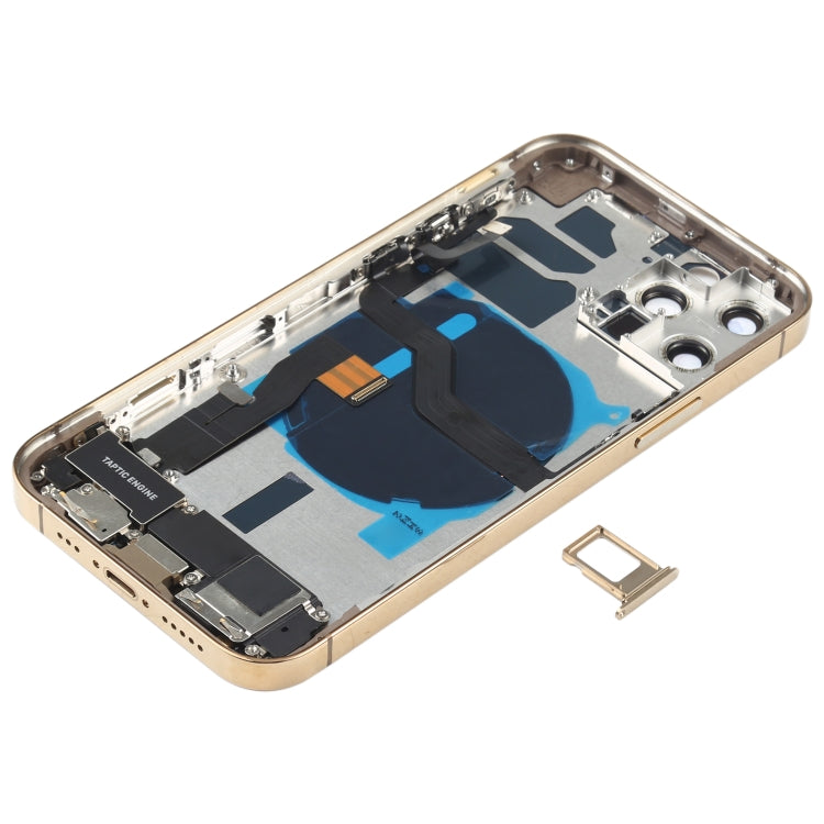 Battery Back Cover Assembly (with Side Keys & Speaker Ringer Buzzer & Motor & Camera Lens & Card Tray & Power Button + Volume Button + Charging Port & Wireless Charging Module) for iPhone 12 Pro(Gold) - free shipping - PMC TechLife - Order now!