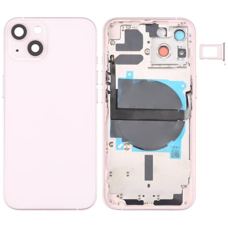 For iPhone 13 Battery Back Cover with Side Keys & Card Tray & Power + Volume Flex Cable & Wireless Charging Module(Pink) - Back Cover by PMC TechLife | Online Shopping South Africa | PMC TechLife | Buy Now Pay Later Mobicred