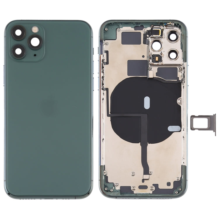 Battery Back Cover (with Side Keys & Card Tray & Power + Volume Flex Cable & Wireless Charging Module) for iPhone 11 Pro(Green) - Back Cover by PMC TechLife | Online Shopping South Africa | PMC TechLife
