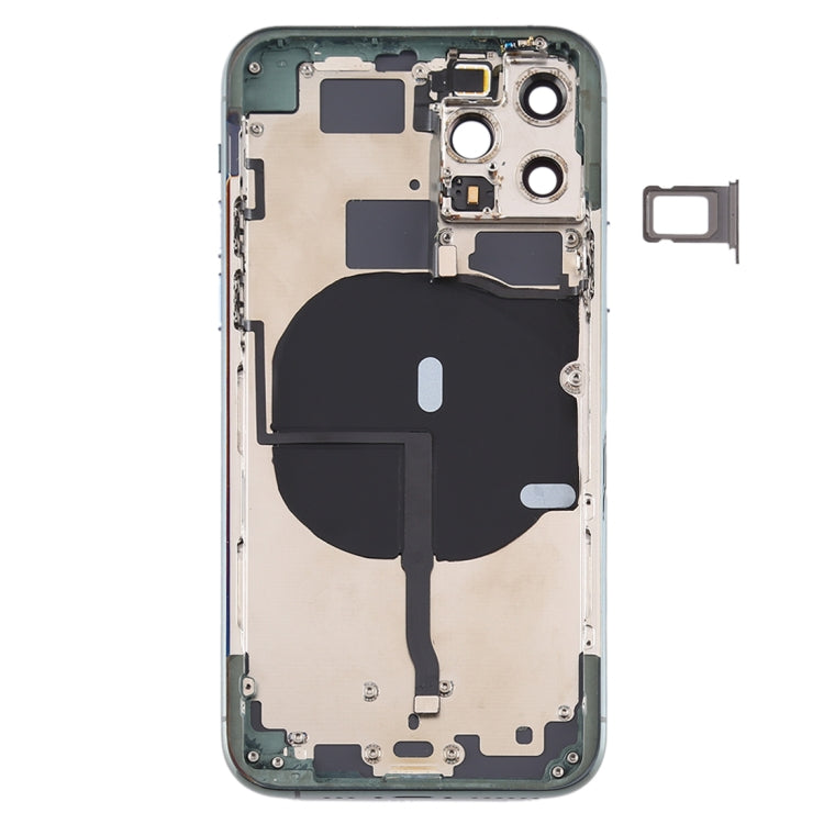 Battery Back Cover (with Side Keys & Card Tray & Power + Volume Flex Cable & Wireless Charging Module) for iPhone 11 Pro(Green) - Back Cover by PMC TechLife | Online Shopping South Africa | PMC TechLife