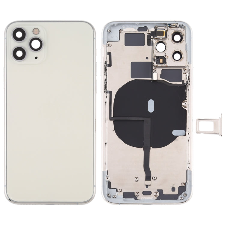 Battery Back Cover (with Side Keys & Card Tray & Power + Volume Flex Cable & Wireless Charging Module) for iPhone 11 Pro Max(Silver) - Back Cover by PMC TechLife | Online Shopping South Africa | PMC TechLife