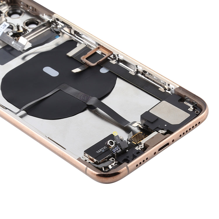 Battery Back Cover Assembly (with Side Keys & Power Button + Volume Button Flex Cable & Wireless Charging Module & Motor & Charging Port & Speaker Ringer Buzzer & Card Tray & Camera Lens Cover) for iPhone 11 Pro(Gold) - Back Cover by PMC TechLife | Online Shopping South Africa | PMC TechLife