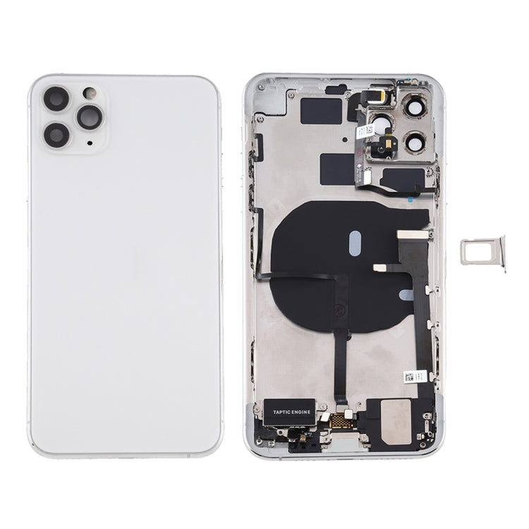 Battery Back Cover Assembly (with Side Keys & Power Button + Volume Button Flex Cable & Wireless Charging Module & Motor & Charging Port & Speaker Ringer Buzzer & Card Tray & Camera Lens Cover) for iPhone 11 Pro(Silver) - Back Cover by PMC TechLife | Online Shopping South Africa | PMC TechLife