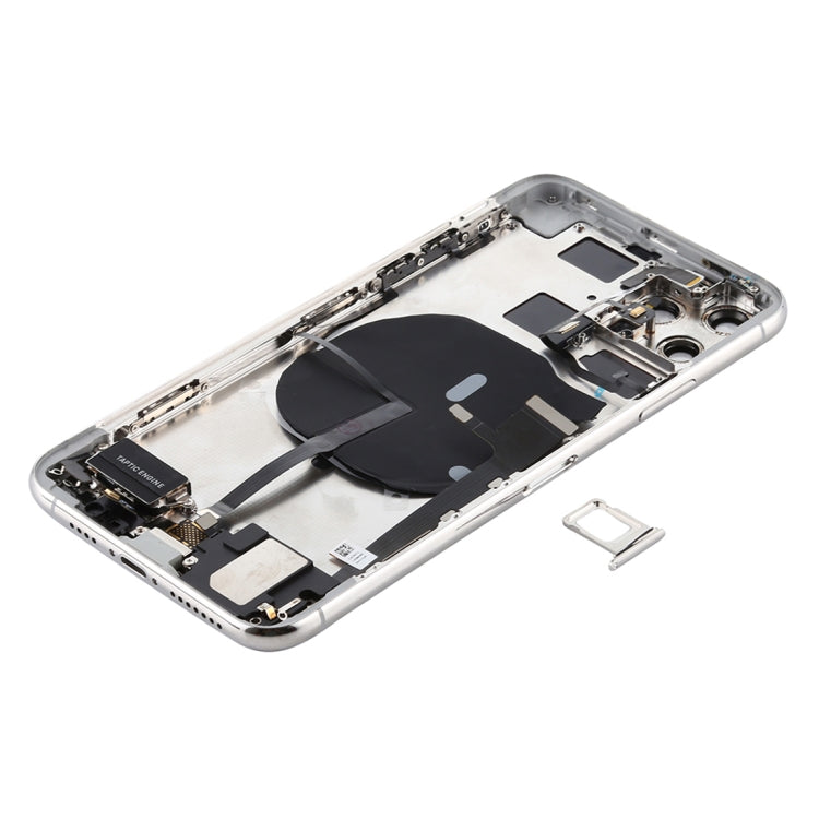 Battery Back Cover Assembly (with Side Keys & Power Button + Volume Button Flex Cable & Wireless Charging Module & Motor & Charging Port & Speaker Ringer Buzzer & Card Tray & Camera Lens Cover) for iPhone 11 Pro(Silver) - Back Cover by PMC TechLife | Online Shopping South Africa | PMC TechLife