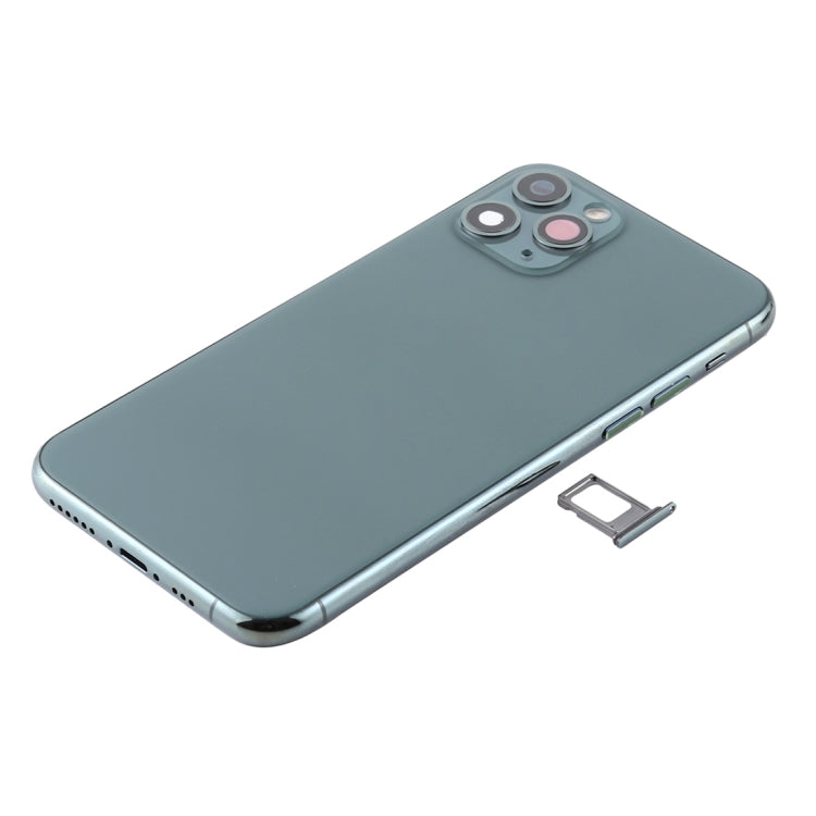 Battery Back Cover Assembly (with Side Keys & Power Button + Volume Button Flex Cable & Wireless Charging Module & Motor & Charging Port & Speaker Ringer Buzzer & Card Tray & Camera Lens Cover) for iPhone 11 Pro Max(Green) - Back Cover by PMC TechLife | Online Shopping South Africa | PMC TechLife