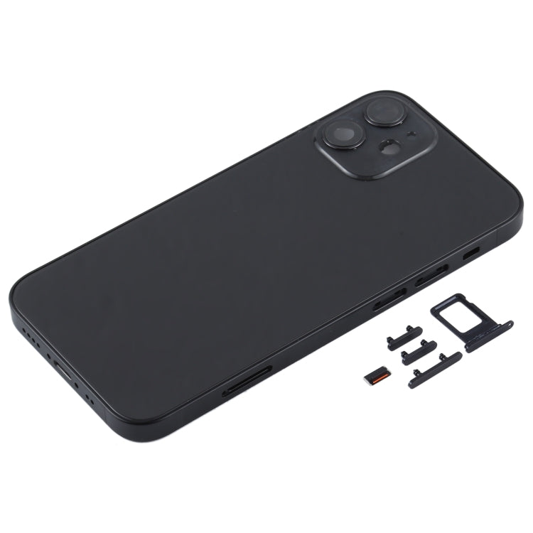 Back Housing Cover with SIM Card Tray & Side  Keys & Camera Lens for iPhone 12 mini(Black) - free shipping - PMC TechLife - Order now!