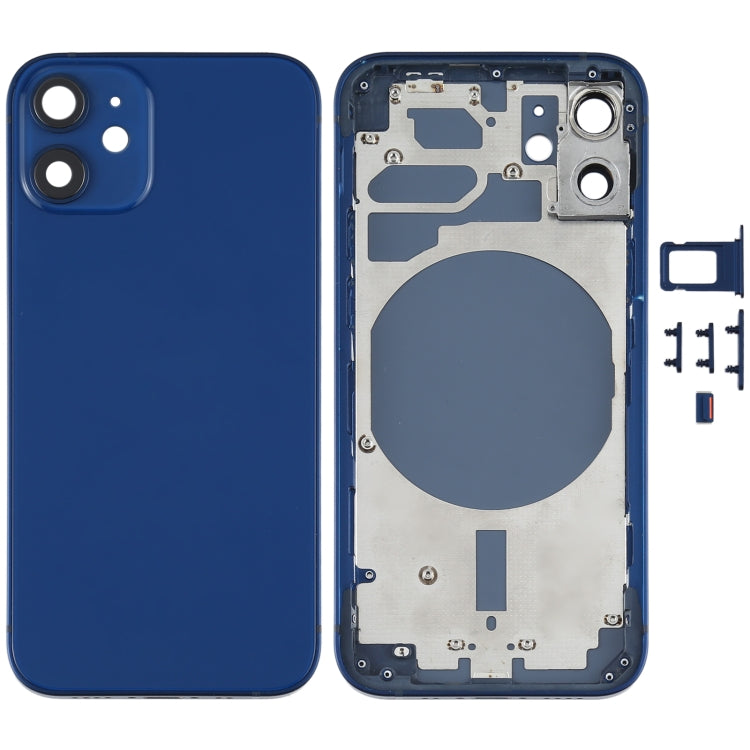 Back Housing Cover with SIM Card Tray & Side  Keys & Camera Lens for iPhone 12 mini(Blue) - Back Cover by PMC TechLife | Online Shopping South Africa | PMC TechLife