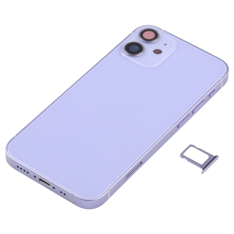 Battery Back Cover (with Side Keys & Card Tray & Power + Volume Flex Cable & Wireless Charging Module) for iPhone 12 Mini(Purple) - Back Cover by PMC TechLife | Online Shopping South Africa | PMC TechLife | Buy Now Pay Later Mobicred