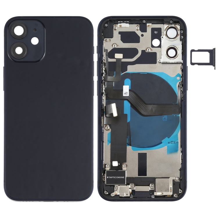 Battery Back Cover Assembly (with Side Keys & Speaker Ringer Buzzer & Motor & Camera Lens & Card Tray & Power Button + Volume Button + Charging Port & Wireless Charging Module) for iPhone 12 Mini(Black) - Back Cover by PMC TechLife | Online Shopping South Africa | PMC TechLife