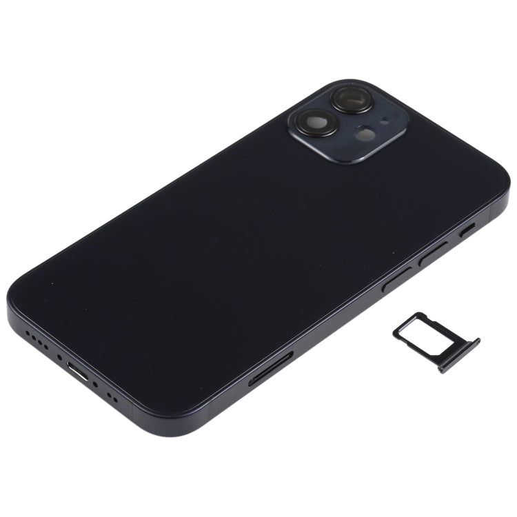 Battery Back Cover Assembly (with Side Keys & Speaker Ringer Buzzer & Motor & Camera Lens & Card Tray & Power Button + Volume Button + Charging Port & Wireless Charging Module) for iPhone 12 Mini(Black) - Back Cover by PMC TechLife | Online Shopping South Africa | PMC TechLife