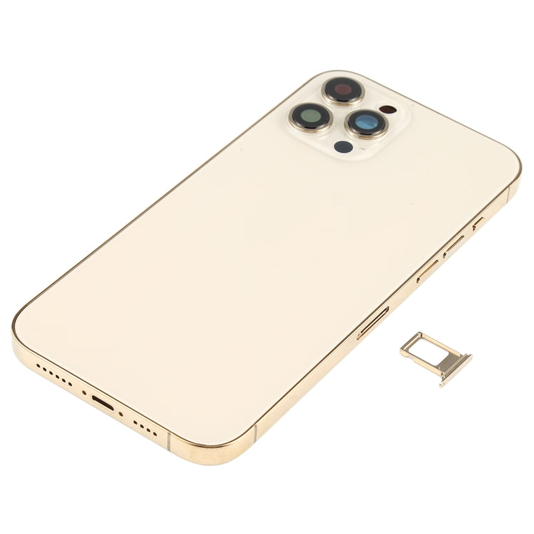 Battery Back Cover Assembly (with Side Keys & Speaker Ringer Buzzer & Motor & Camera Lens & Card Tray & Power Button + Volume Button + Charging Port & Wireless Charging Module) for iPhone 12 Pro Max(Gold) - Back Cover by PMC TechLife | Online Shopping South Africa | PMC TechLife