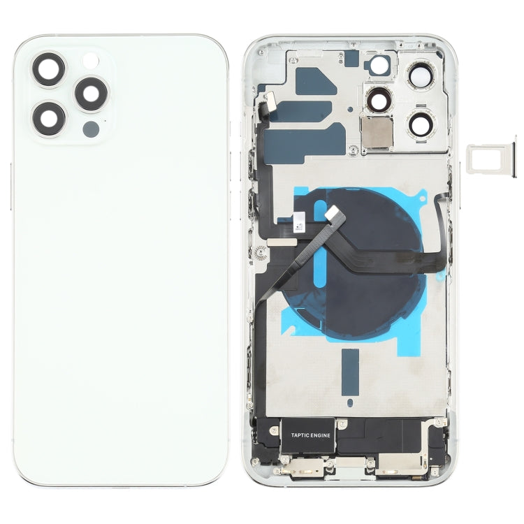 Battery Back Cover Assembly (with Side Keys & Speaker Ringer Buzzer & Motor & Camera Lens & Card Tray & Power Button + Volume Button + Charging Port & Wireless Charging Module) for iPhone 12 Pro Max(White) - Back Cover by PMC TechLife | Online Shopping South Africa | PMC TechLife