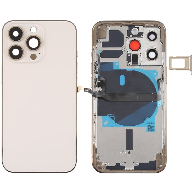 For iPhone 13 Pro Battery Back Cover with Side Keys & Card Tray & Power + Volume Flex Cable & Wireless Charging Module(Gold) - Back Cover by PMC TechLife | Online Shopping South Africa | PMC TechLife