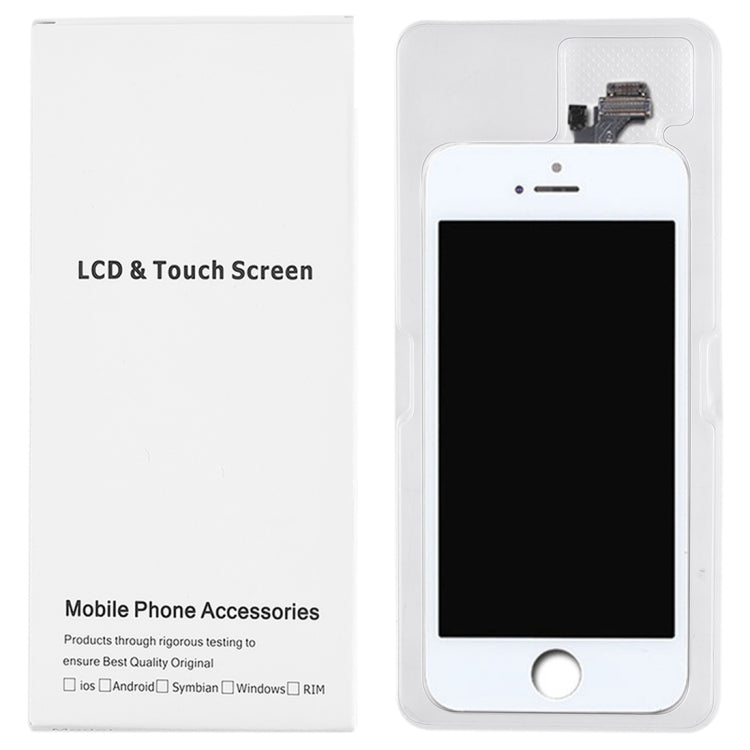 50 PCS Cardboard Packaging White Box for iPhone 5 LCD Screen and Digitizer Full Assembly - free shipping - PMC TechLife - Order now!