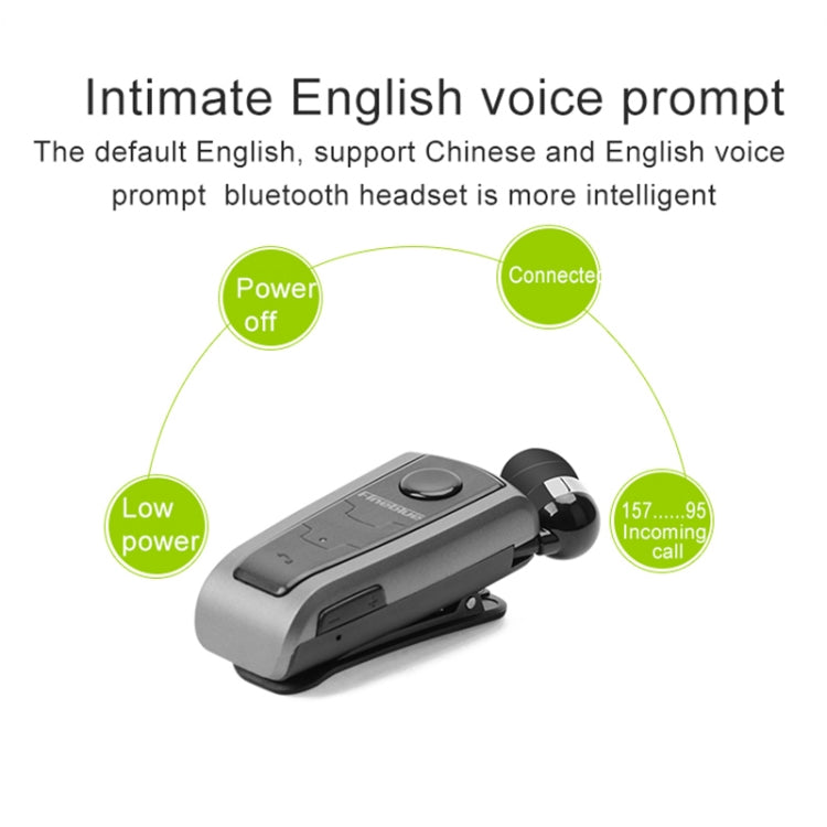 Fineblue F910 CSR4.1 Retractable Cable Caller Vibration Reminder Anti-theft Bluetooth Headset(Grey) - free shipping - PMC TechLife - Order now!