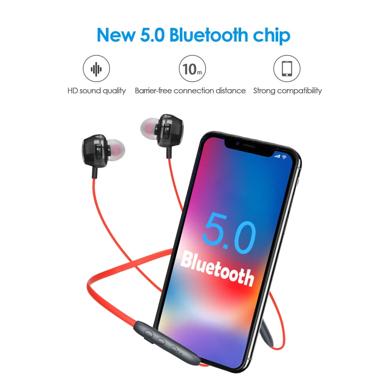 BH-I37 Bluetooth 5.0 Wire-controlled Bluetooth Earphone Built-in High-fidelity Microphone, Support Call (Red) - Bluetooth Earphone by PMC TechLife | Online Shopping South Africa | PMC TechLife