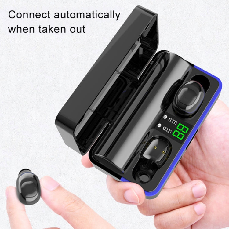W12 IPX6 Waterproof Bluetooth 5.0 Touch Wireless Bluetooth Earphone with Charging Box, Support Power Digital Display & Breathing Light Bar & HD Call & Power Bank (Black) - Bluetooth Earphone by PMC TechLife | Online Shopping South Africa | PMC TechLife