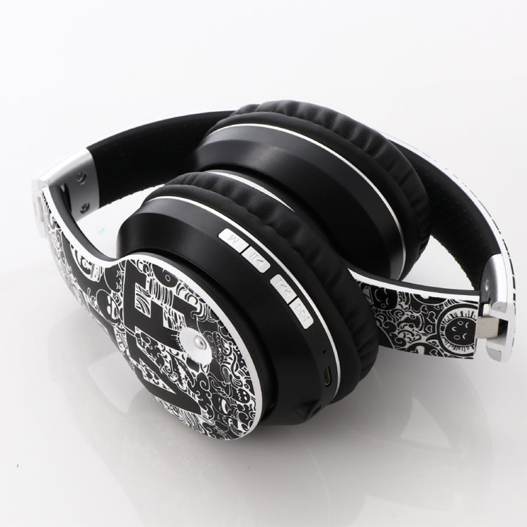 B1 Graffiti Pattern Wireless Bluetooth V5.0 Headset (Black Silver) - Headset & Headphone by PMC TechLife | Online Shopping South Africa | PMC TechLife