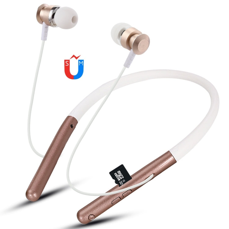 F108 Bluetooth 4.2 Hanging Neck Design Bluetooth Headset, Support Music Play & Switching & Volume Control & Answer(Gold) - Neck-mounted Earphone by PMC TechLife | Online Shopping South Africa | PMC TechLife