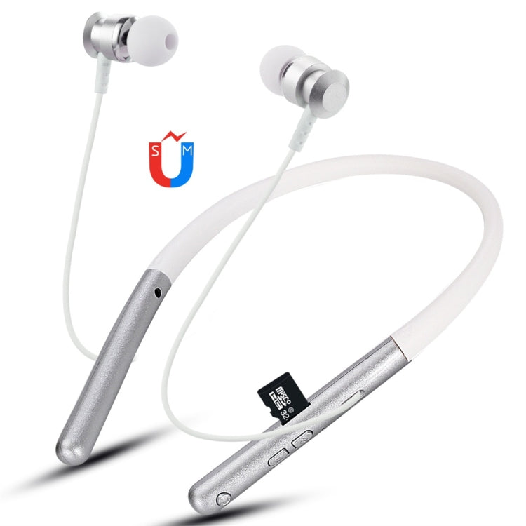 F108 Bluetooth 4.2 Hanging Neck Design Bluetooth Headset, Support Music Play & Switching & Volume Control & Answer(Silver) - Neck-mounted Earphone by PMC TechLife | Online Shopping South Africa | PMC TechLife