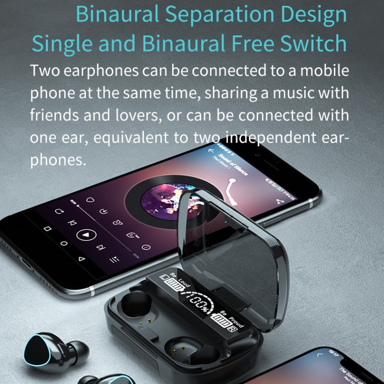 M10 Bluetooth 5.1 TWS Digital Display Wireless Bluetooth Earphone with Charging Box, Support Touch & Siri & Battery Display(Black) - TWS Earphone by PMC TechLife | Online Shopping South Africa | PMC TechLife