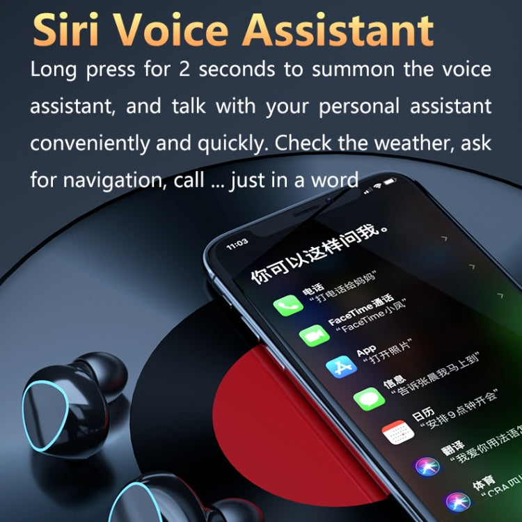 M10 Bluetooth 5.1 TWS Digital Display Wireless Bluetooth Earphone with Charging Box, Support Touch & Siri & Battery Display(Black) - TWS Earphone by PMC TechLife | Online Shopping South Africa | PMC TechLife