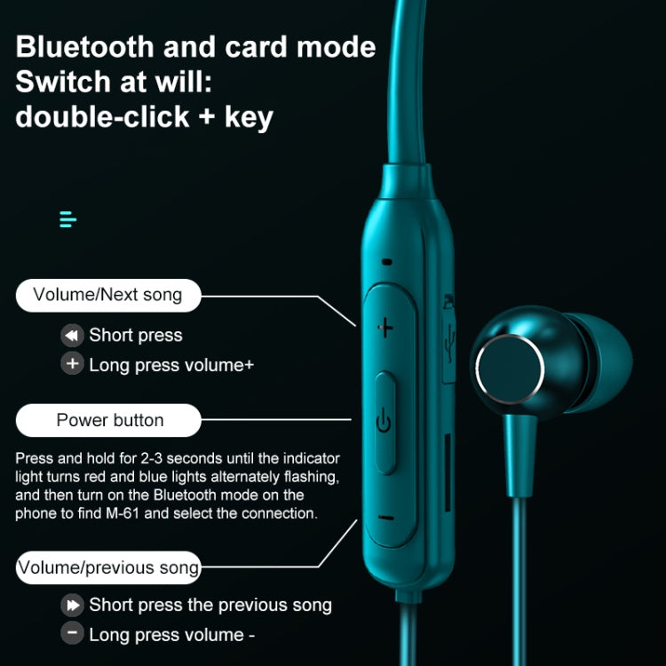 M61 Bluetooth 5.1 Business Sport Magnetic Metal Stereo Neck-mounted Bluetooth Earphone(Pink) - Neck-mounted Earphone by PMC TechLife | Online Shopping South Africa | PMC TechLife