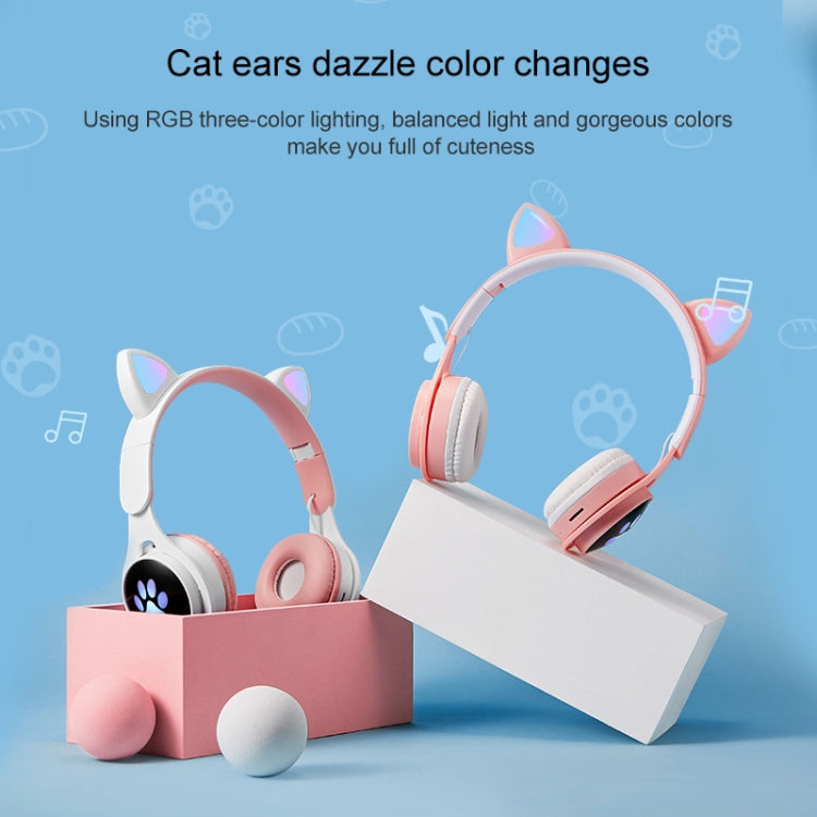 B30 Cat Paw Cat Ears Colorful Luminous Foldable Bluetooth Headset with 3.5mm Jack & TF Card Slot(Blue) - Headset & Headphone by PMC TechLife | Online Shopping South Africa | PMC TechLife