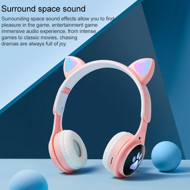 B30 Cat Paw Cat Ears Colorful Luminous Foldable Bluetooth Headset with 3.5mm Jack & TF Card Slot(Purple) - Headset & Headphone by PMC TechLife | Online Shopping South Africa | PMC TechLife