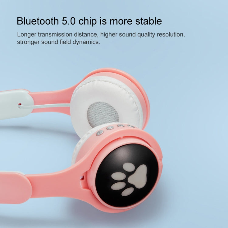 B30 Cat Paw Cat Ears Colorful Luminous Foldable Bluetooth Headset with 3.5mm Jack & TF Card Slot(Black) - Headset & Headphone by PMC TechLife | Online Shopping South Africa | PMC TechLife