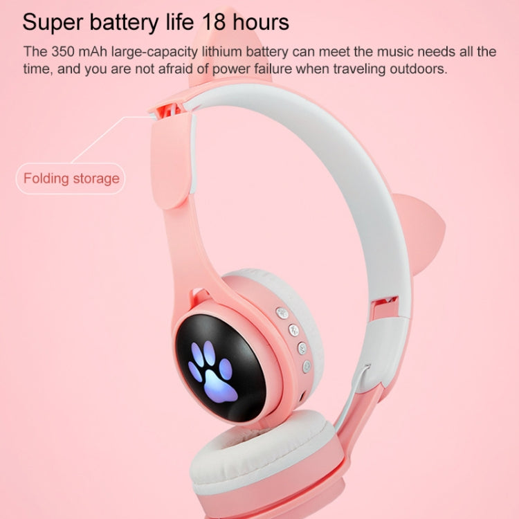 B30 Cat Paw Cat Ears Colorful Luminous Foldable Bluetooth Headset with 3.5mm Jack & TF Card Slot(Black) - Headset & Headphone by PMC TechLife | Online Shopping South Africa | PMC TechLife