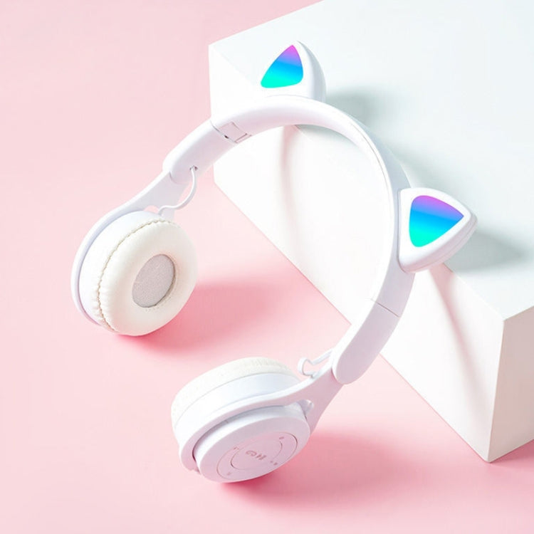 M6 Luminous Cat Ears Pure-color Foldable Bluetooth Headset with 3.5mm Jack & TF Card Slot (White) - Headset & Headphone by PMC TechLife | Online Shopping South Africa | PMC TechLife