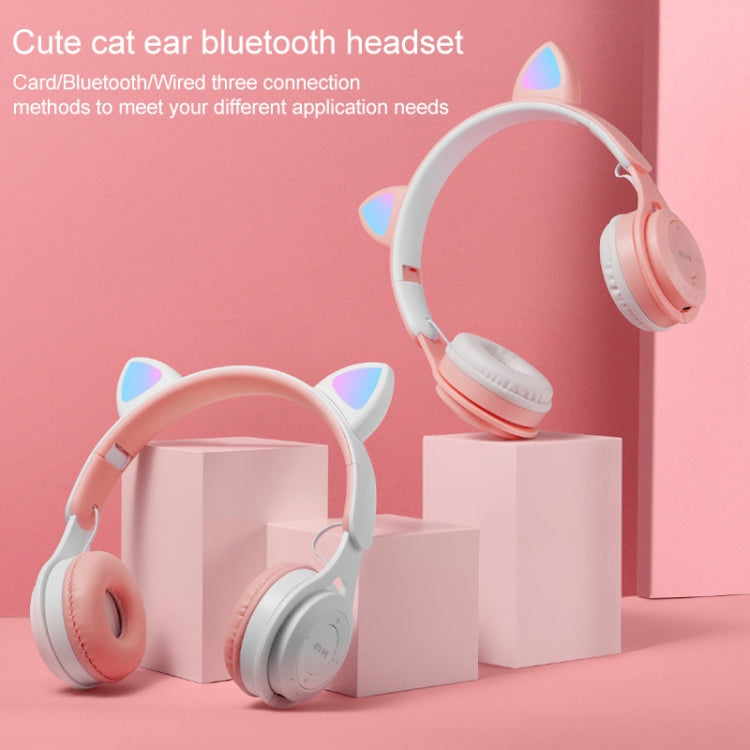 M6 Luminous Cat Ears Pure-color Foldable Bluetooth Headset with 3.5mm Jack & TF Card Slot (Pink) - Headset & Headphone by PMC TechLife | Online Shopping South Africa | PMC TechLife