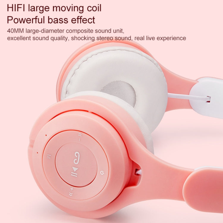 M6 Luminous Cat Ears Pure-color Foldable Bluetooth Headset with 3.5mm Jack & TF Card Slot (Blue) - Headset & Headphone by PMC TechLife | Online Shopping South Africa | PMC TechLife