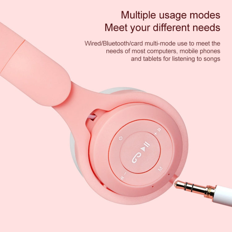 M6 Luminous Cat Ears Pure-color Foldable Bluetooth Headset with 3.5mm Jack & TF Card Slot (White) - Headset & Headphone by PMC TechLife | Online Shopping South Africa | PMC TechLife
