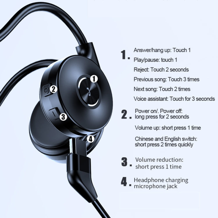 M-1 Back-mounted Touch Noise Reduction Bone Conduction Bluetooth Earphone with Detachable Microphone (Blue) - Headset & Headphone by PMC TechLife | Online Shopping South Africa | PMC TechLife