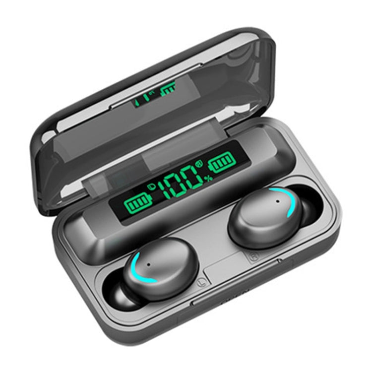 F9-5C LED Light + Digital Display Noise Reduction Bluetooth Earphone(Black) - Bluetooth Earphone by PMC TechLife | Online Shopping South Africa | PMC TechLife
