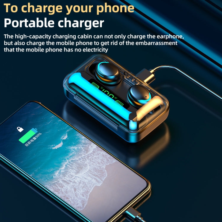F9-5C Macaron Series LED Light + Digital Display Noise Reduction Bluetooth Earphone(Dark Blue) - Bluetooth Earphone by PMC TechLife | Online Shopping South Africa | PMC TechLife