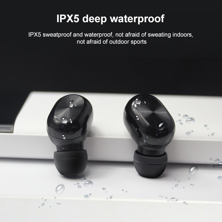 ETE-15 Waterproof Bluetooth 5.0 Binaural Touch Control TWS Wireless Earphones (Black) - TWS Earphone by PMC TechLife | Online Shopping South Africa | PMC TechLife