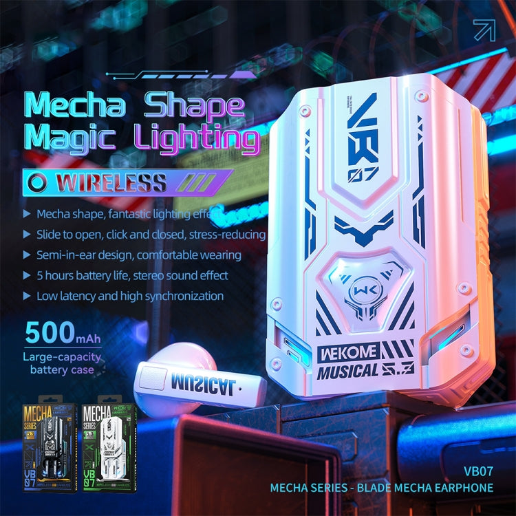 WEKOME VB07 Mecha Series Blade Wireless Bluetooth Earphone (White) - Bluetooth Earphone by WK | Online Shopping South Africa | PMC TechLife | Buy Now Pay Later Mobicred